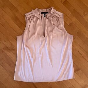 White House Black Market Pale Pink Ruffled Neck Sleeveless Camisole